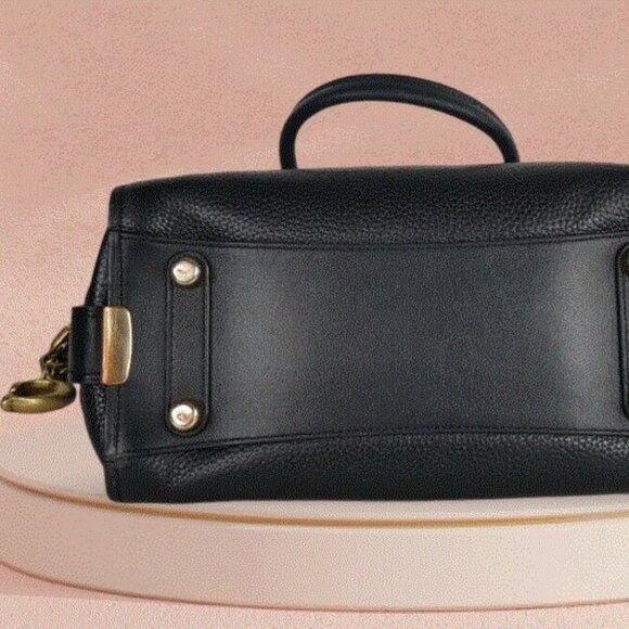 COACH Pebble Leather Swagger 27 Crossbody Handbag Satchel Black - Picture 6 of 9